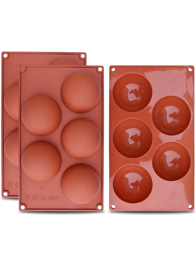 S-TOP Extra Large 5-Cavity Chocolate Bomb Mold, 3 Packs Semi Sphere Baking Mold for Making Chocolate, Cake, Jelly, Dome Mousse - Image 1