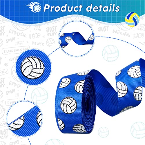 MTLEE 4 Rolls Volleyball Ribbons Volleyball Decorations Glitter Grosgrain Ribbons 20 Yards 7/8-inch for Cheer Gift Wrapping Making Hair Bows Sports Theme Party Decor(Black, White, Blue, Gray) - Image 4