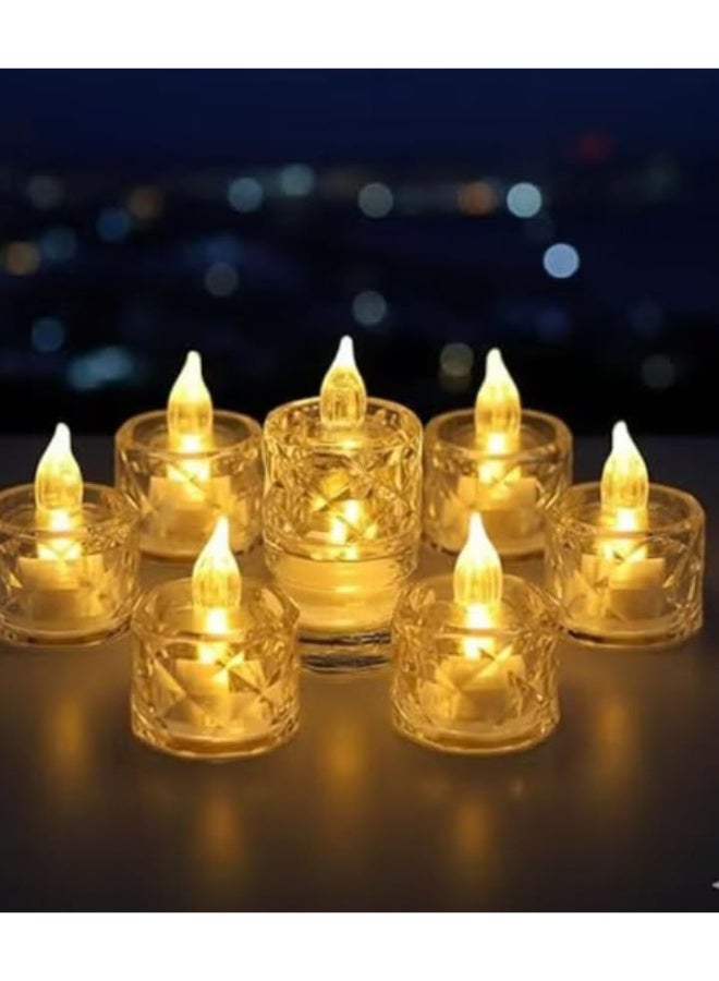 شموع كريستالية صغيرة بدون لهب مزودة بإضاءة LED (مجموعة من 6) - تعمل بالبطارية - Image 1