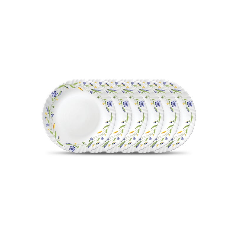 La Opala Diva Classique Collection Opal Glass Crockery | Quarter Plate Set of 6 | Morning Glory Design | for Snacking & Gifting | Microwave Safe | 100% Vegetarian | Extra Strong | Light & White - Image 5