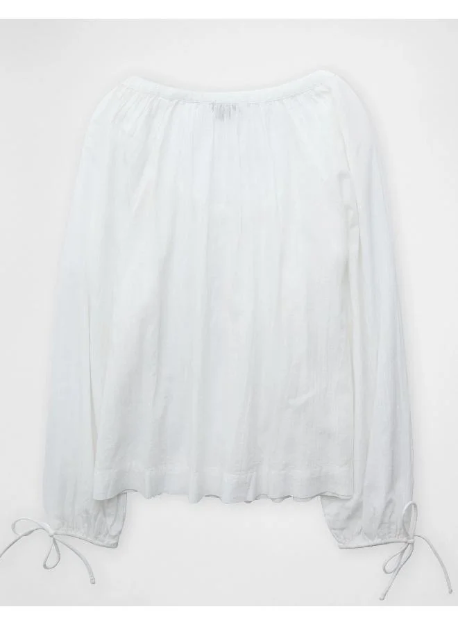American Eagle AE Tie Sleeve Button-Up Top