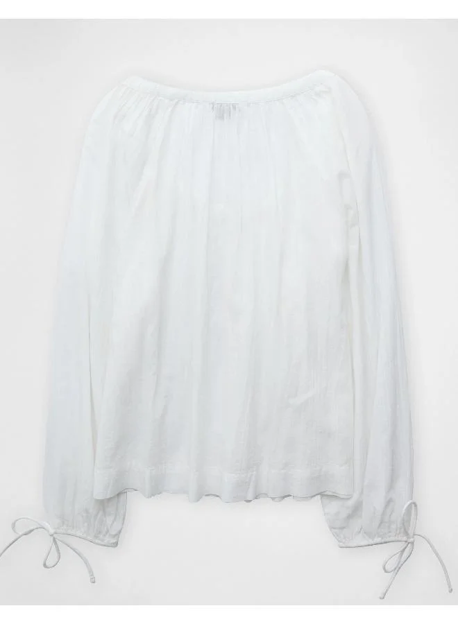 American Eagle AE Tie Sleeve Button-Up Top