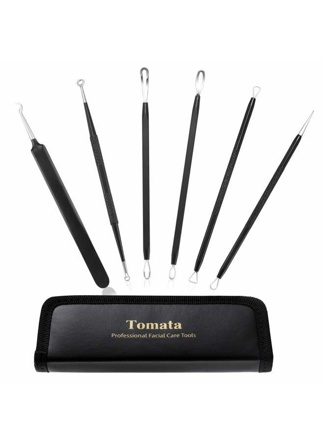 Tomata Blackhead Remover Pimple Popper Tool Kit - (6 Piece Kit) - Professional Stainless Pimples Comedone Extractor Removal Tool - Image 1