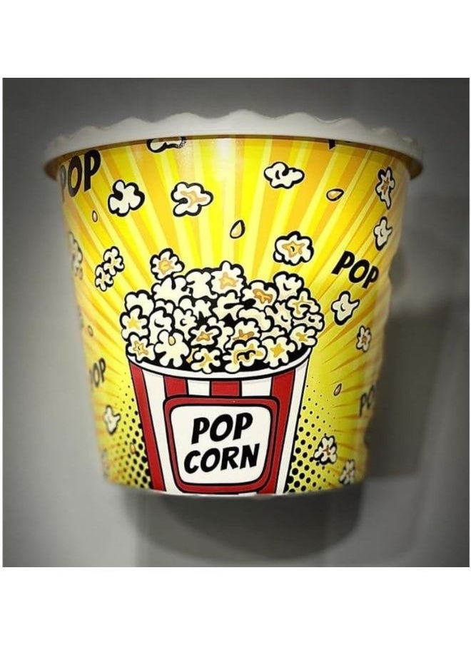 Popcorn reusable container plastic bucket for home theater family movie night and movie lover washable in the dishwasher 2200 ml yellow