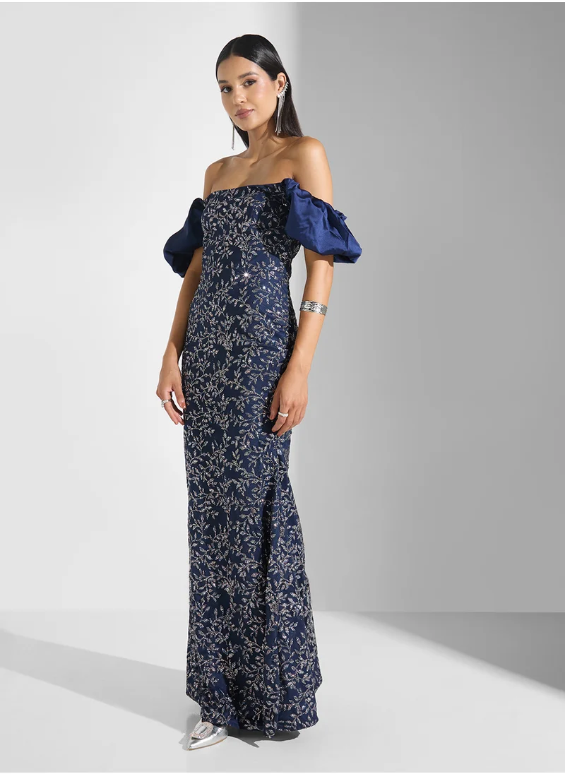 نمشي x Off Shoulder Shimmer Dress