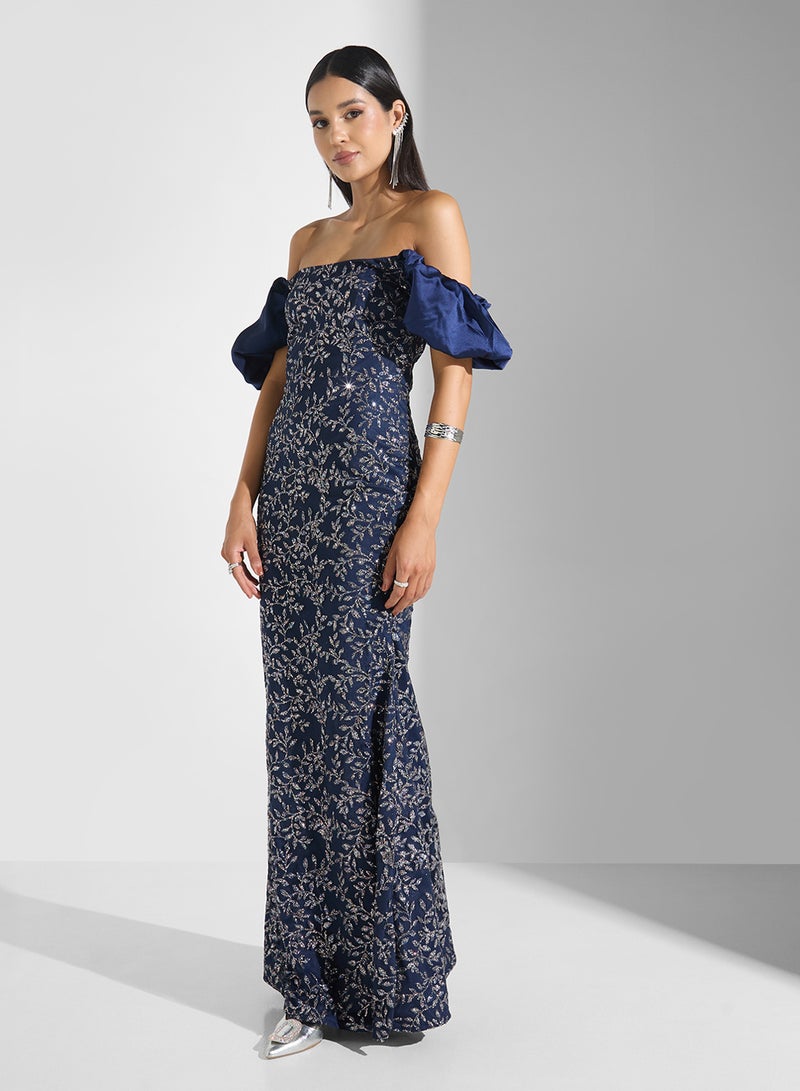 Namshi x Off Shoulder Shimmer Dress - Image 1