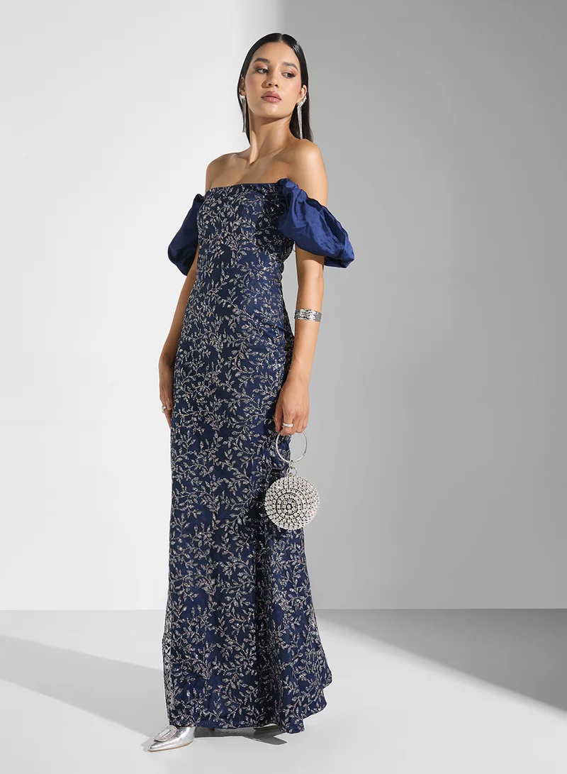Namshi x Off Shoulder Shimmer Dress