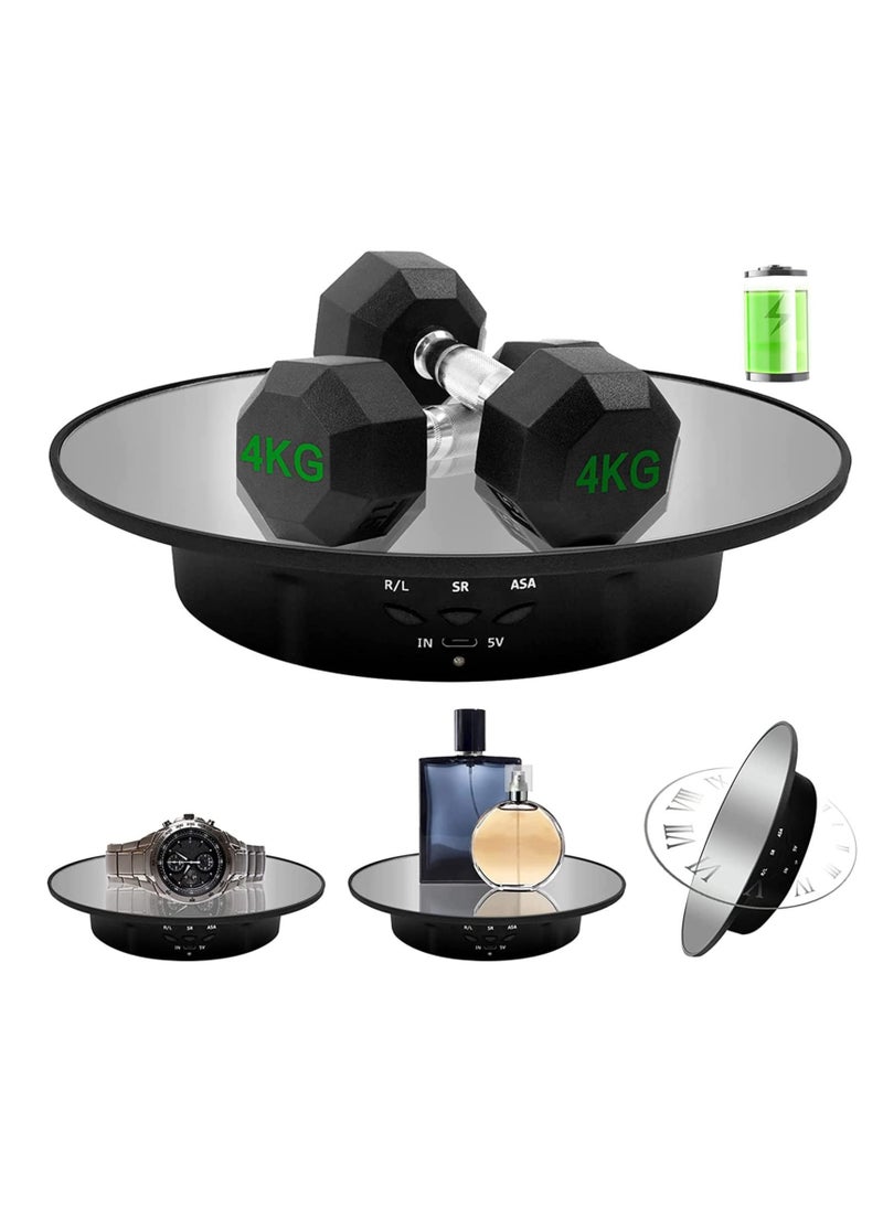Excefore Motorized Rotating Display Stand, 7.87inch, 17.6LB Load Ultra-Quiet 360 Degree Electric Rotating Turntable Display Stand for Photography Products, Jewelry, Cake,3D Model (Black)  - Image 1