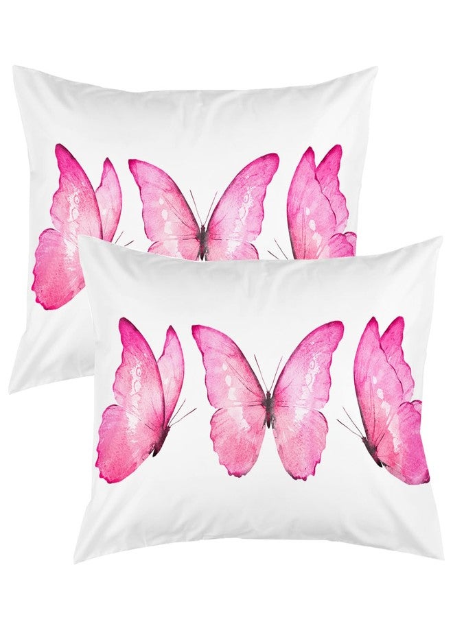ARIGHTEX Bedding Pillow Cases Pastel Pink Watercolor Butterflies Pattern Pillowcase Cute Butterfly Pillow Shams Set of 2 (Standard 20" x 26") - Image 1
