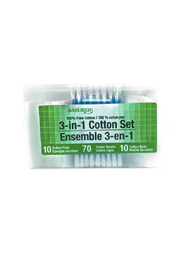 ASSURED Cotton Pads Cotton Swabs Cotton Balls 3in1 Cotton Set 3Ct Blue;Purple;White (90 Items) (3) - Image 4