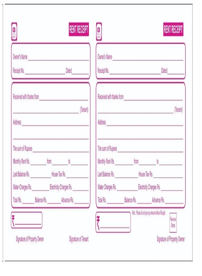 First Click Rent Receipt Book Rent Bill Book Set of 2 Size : Rent (11x27 cm) No. of Sheets : 50 (Rent) Consist of one Main and one Counter foil, Special Space for Address Writing. - Image 2