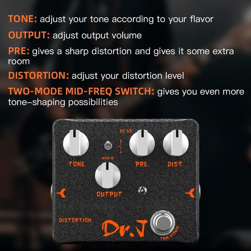 JOYO Distortion Mass Effect Pedal from Classic British Crunch Sounds to Modern High Gain Tones for Electric Guitar High-end Edition Dr.J Series (D51) - Image 4