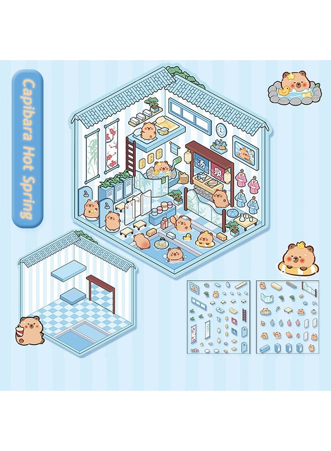 DIY 3D Sticker Scene 4 Sets of Stickers for Girls Make Your Own Mini Room Scene Stickers for Kids Cute Kawaii Sticker Therapy for Adult Relief Stress Pass The Time - Image 3