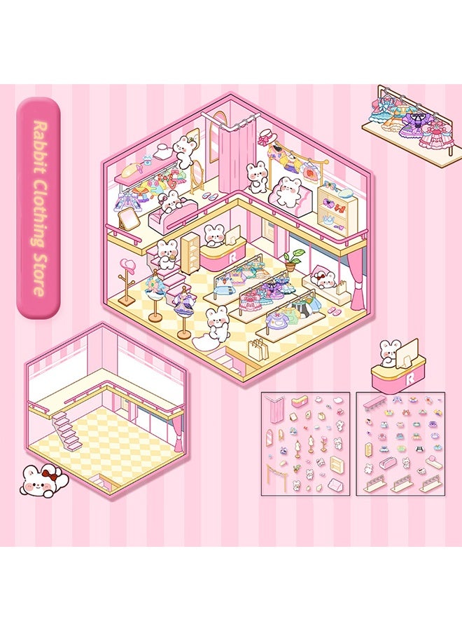 DIY 3D Sticker Scene 4 Sets of Stickers for Girls Make Your Own Mini Room Scene Stickers for Kids Cute Kawaii Sticker Therapy for Adult Relief Stress Pass The Time - Image 2