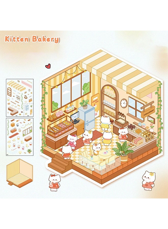 DIY 3D Sticker Scene 4 Sets of Stickers for Girls Make Your Own Mini Room Scene Stickers for Kids Cute Kawaii Sticker Therapy for Adult Relief Stress Pass The Time - Image 4