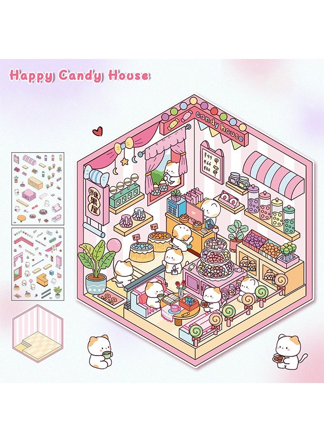 DIY 3D Sticker Scene 4 Sets of Stickers for Girls Make Your Own Mini Room Scene Stickers for Kids Cute Kawaii Sticker Therapy for Adult Relief Stress Pass The Time - Image 5