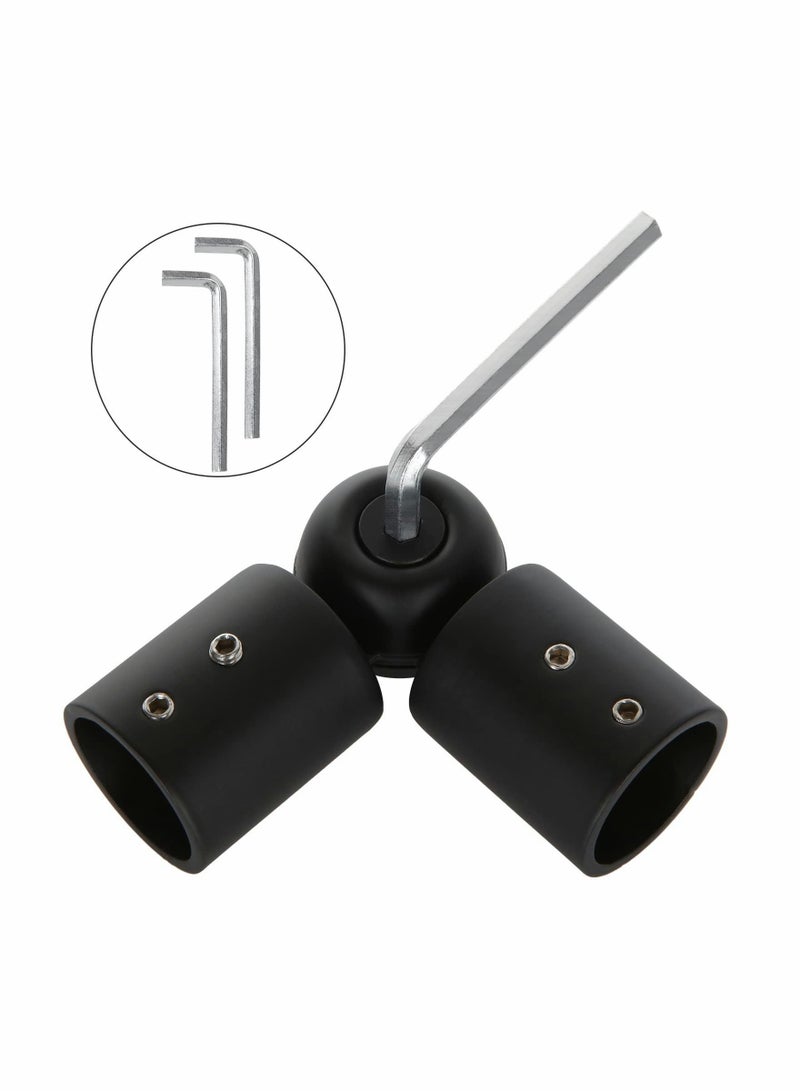 Heavy Duty Hinged Elbow Connector, 2 Pack Curtain Rod Corner Connector for 1 Inch Bay Window Rods, Black