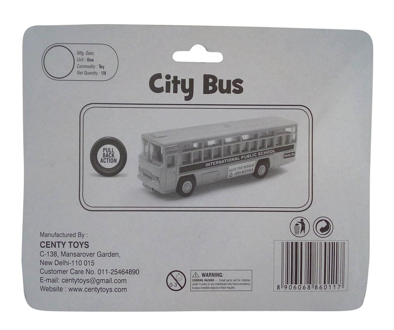 CENTY City Plastic Bus Pull Back Action Toy - White Pack, Kid - Image 2
