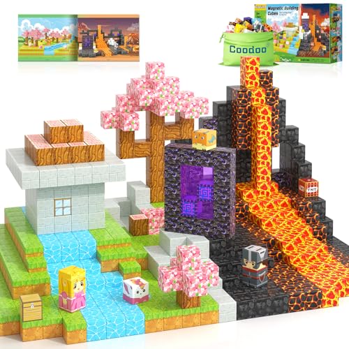 Coodoo Magnetic Blocks Build Mine Magnet World Magic Portal Set Magnetic Tiles Building Blocks Toddler Toy STEM Sensory Outdoor Toys for 3 Year Old Boys Girls Creative Kids Games Kids Toys 84PCS - Image 1