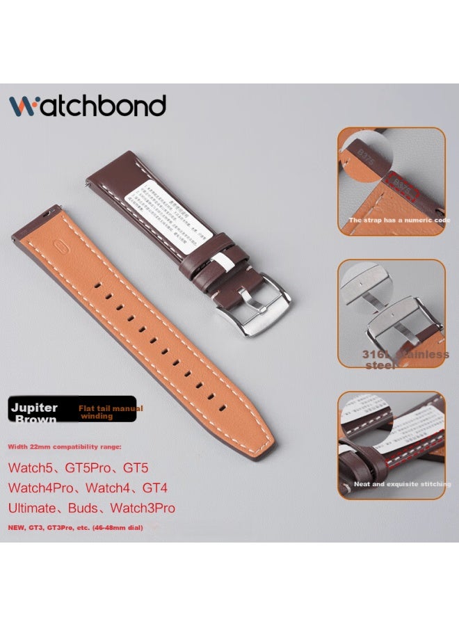 Watchbond Genuine Leather Strap For Huawei Watch Gt6 Gt5 Gt6 Pro Watch4 Pro Gt5 Pro First Layer Calfskin Band Accessories - Image 5