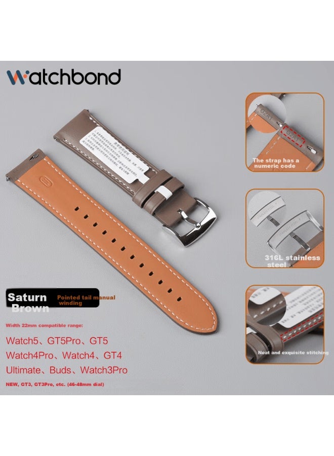 Watchbond Genuine Leather Strap For Huawei Watch Gt6 Gt5 Gt6 Pro Watch4 Pro Gt5 Pro First Layer Calfskin Band Accessories - Image 4