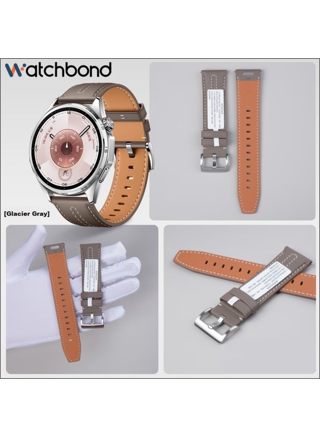 Watchbond Genuine Leather Strap For Huawei Watch Gt6 Gt5 Gt6 Pro Watch4 Pro Gt5 Pro First Layer Calfskin Band Accessories - Image 1