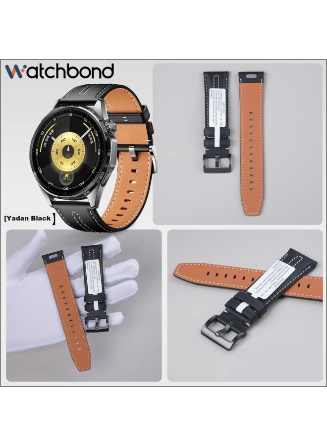 Watchbond Genuine Leather Strap For Huawei Watch Gt6 Gt5 Gt6 Pro Watch4 Pro Gt5 Pro First Layer Calfskin Band Accessories - Image 2