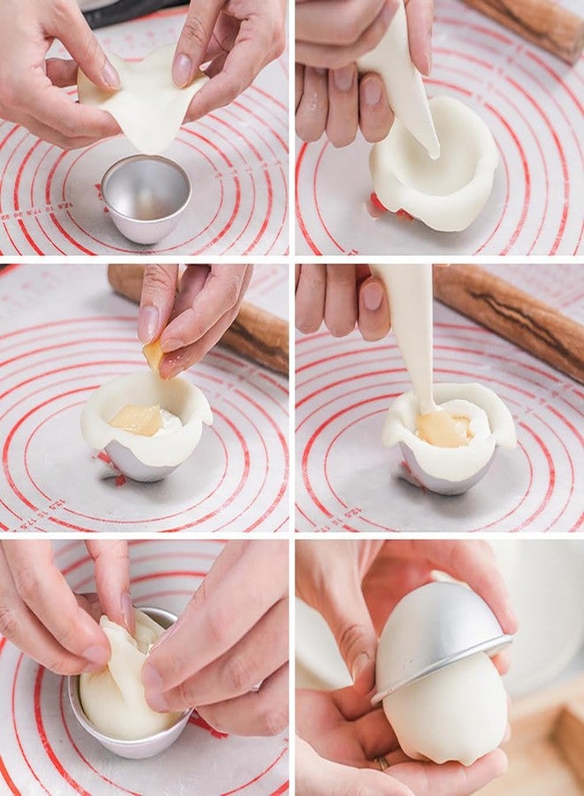 GSHLLO 10 Pcs 4.5cm Bath Bomb Molds Bath Soap Moulds Half Round Cake Pans Pudding Baking Pans Aluminum Cake Cups Egg Tart Moulds Dessert Cooking Pans - Image 4