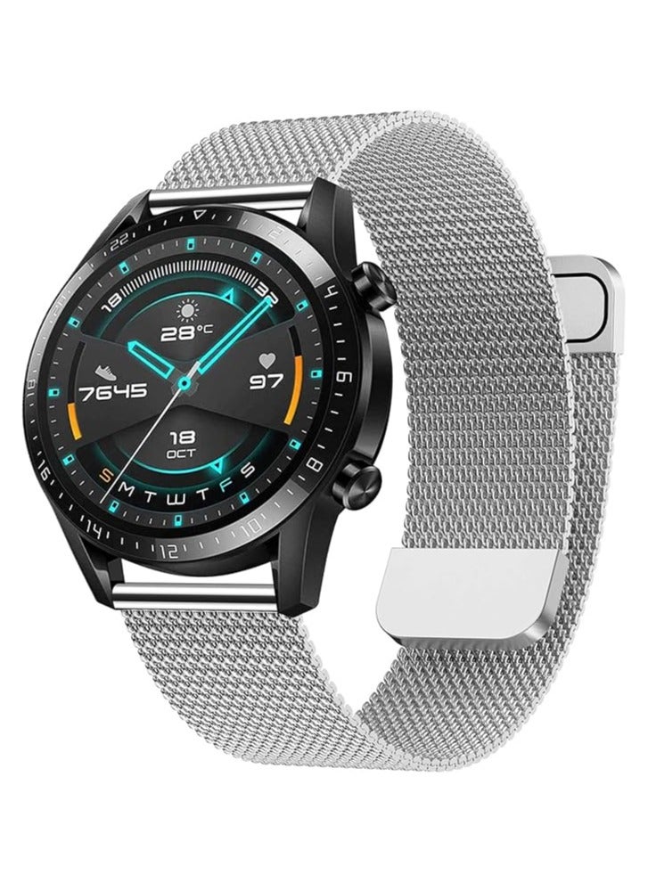 متوافق مع حزام ساعة هواوي GT 2 46 مم، سوار معصم معدني بديل 22 مم لساعة هواوي GT 46 مم، لساعة هواوي GT 2 برو، لساعة جالاكسي 3 45 مم، (فضي) - Image 1