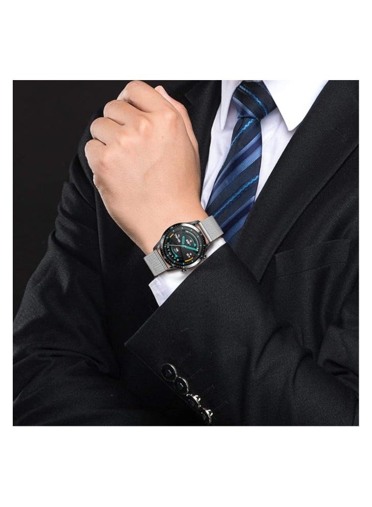 متوافق مع حزام ساعة هواوي GT 2 46 مم، سوار معصم معدني بديل 22 مم لساعة هواوي GT 46 مم، لساعة هواوي GT 2 برو، لساعة جالاكسي 3 45 مم، (فضي) - Image 2