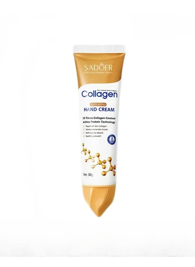 SADOER Collagen Anti Wrinkle Hand Cream, Nourishing Whitening Moisturizing Skin Care Cream, Fast Absorbing Anti Ageing Hand Cream, Smooth And Soft Skin Crack Repair Cream To Remove Wrinkles Darkness 30g - Image 1