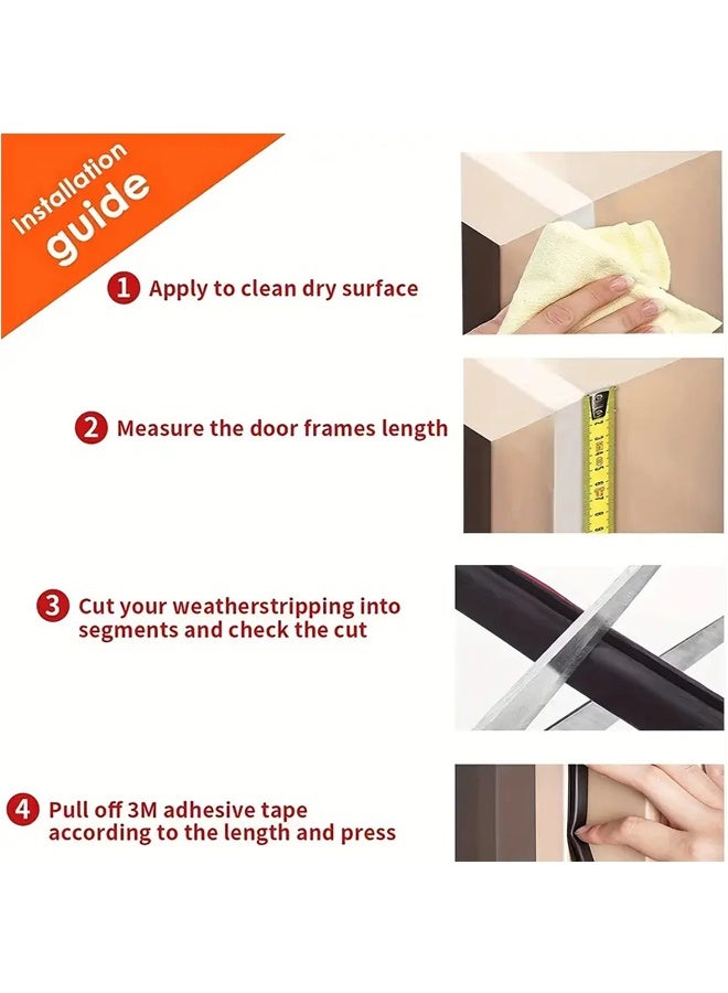 الطقس تجريد الباب ختم الشريط, 600cm أسود D شكل الباب المطاط الطقس ختم الشريط, ذاتية اللاصق المطاط الباب العزل الطقس الشريط, صوت دليل الباب الشرائط لنافذة إطار الباب - Image 5
