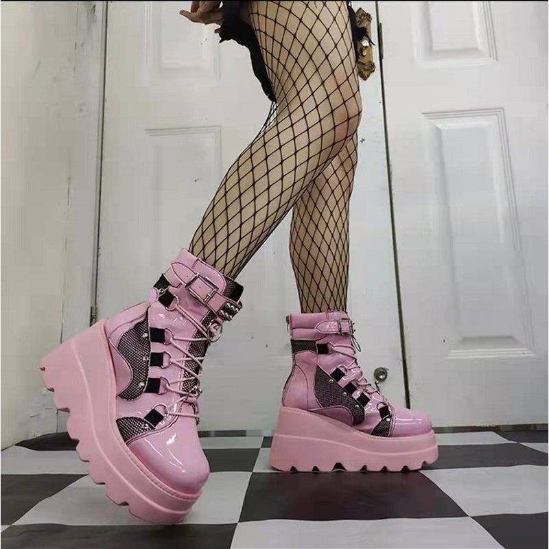 wish Wedge Martin Boots Women''s 2022 New Pink Thick Bottom and Large Size Foreign Trade Fashion Short Boots Women - Image 5