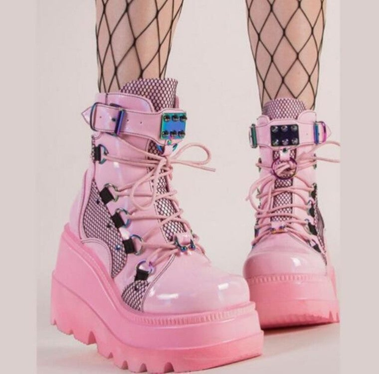 wish Wedge Martin Boots Women''s 2022 New Pink Thick Bottom and Large Size Foreign Trade Fashion Short Boots Women - Image 4