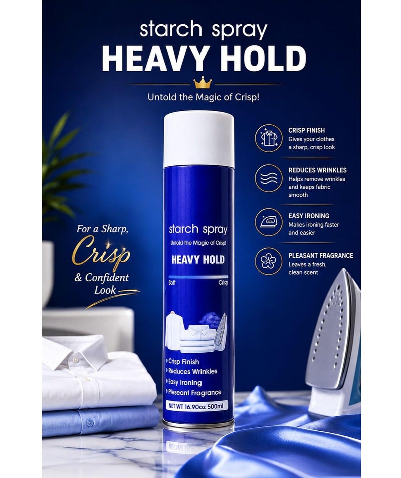 Taj Heavy Starch Spray 500ml – Professional Ironing Starch Easy Ironing & Long-Lasting Fabric Finish, Suitable for Shirts, Trousers, Uniforms & Cotton Fabrics - Image 5