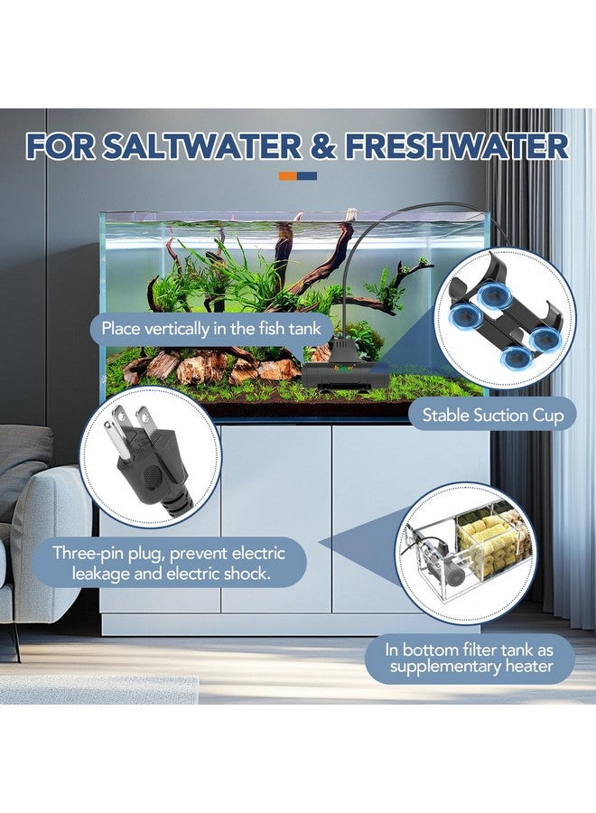هايغر سخان حوض أسماك هيغر 2 في 1 مع جهاز توليد أمواج، ومضخة تدوير مياه غاطسة لحوض أسماك المياه المالحة والعذبة، ووحدة تحكم بشاشة رقمية، وحماية من الأخطاء غير الطبيعية (300 واط، 40~80 جالون) - Image 5
