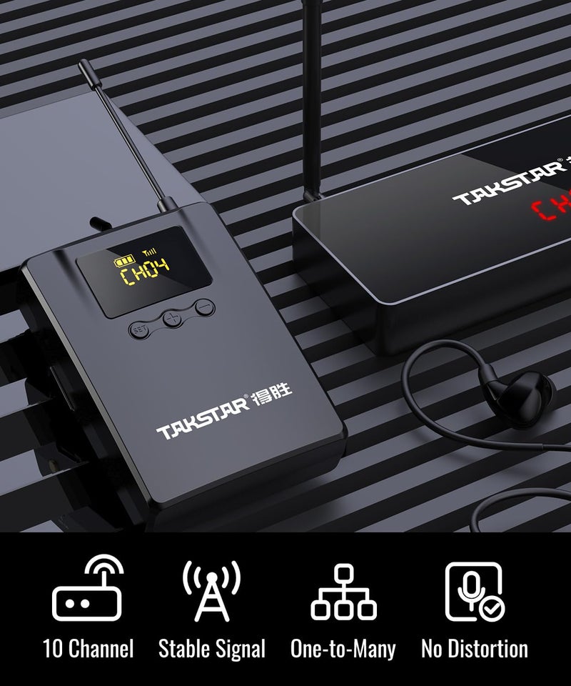 TAKSTAR Wireless in-Ear Monitor System with 10 Channels, 164Ft Distance, UHF Wireless IEM System for Stage, Church, Studio, Exhibit, Lecture, Speech, Simultaneous Interpretation, Musicians WPM-300 - Image 3