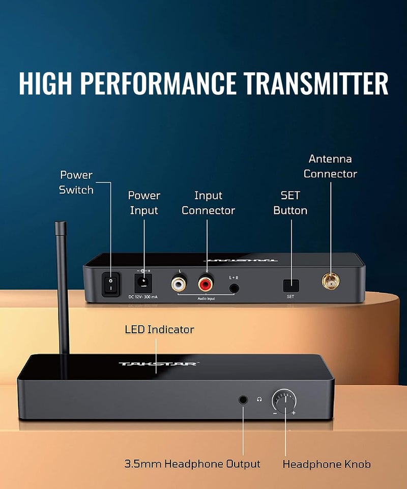 TAKSTAR Wireless in-Ear Monitor System with 10 Channels, 164Ft Distance, UHF Wireless IEM System for Stage, Church, Studio, Exhibit, Lecture, Speech, Simultaneous Interpretation, Musicians WPM-300 - Image 4