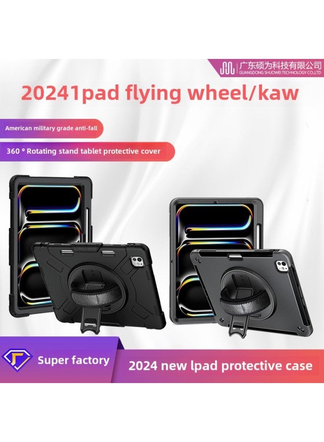 For Ipad Protective Case Pen Slot Three-proof All-inclusive Anti-drop Lenovo Samsung Bracket Tablet Computer Protective Case In Stock-Color:DiamondmaniPadpro 12.9 2022-Applicable Model:Default Black (excluding Shoulder Straps) - Image 2