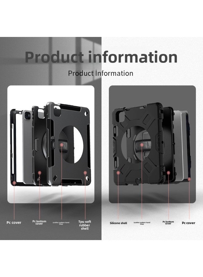 For Ipad Protective Case Pen Slot Three-proof All-inclusive Anti-drop Lenovo Samsung Bracket Tablet Computer Protective Case In Stock-Color:DiamondmaniPadpro 12.9 2022-Applicable Model:Default Black (excluding Shoulder Straps) - Image 5