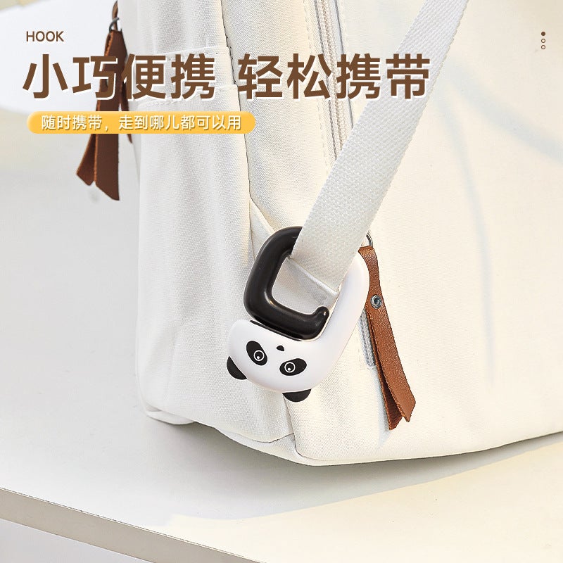 Schoolbag Hook Desk Side Hanging Clamp for Primary School Students Portable Punch-free Detachable Office Bag Hook Little Panda - Image 5