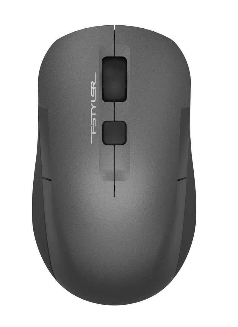 A4TECH Fstyler Dual Functions Silent Click Wireless Mouse FG16CS Air 2, [ Desk + Air ], Type-C Rechargeable, 2000 DPI 4-Level Adjustable, Anti-Sleep Setting Mode, Grey  - Image 1