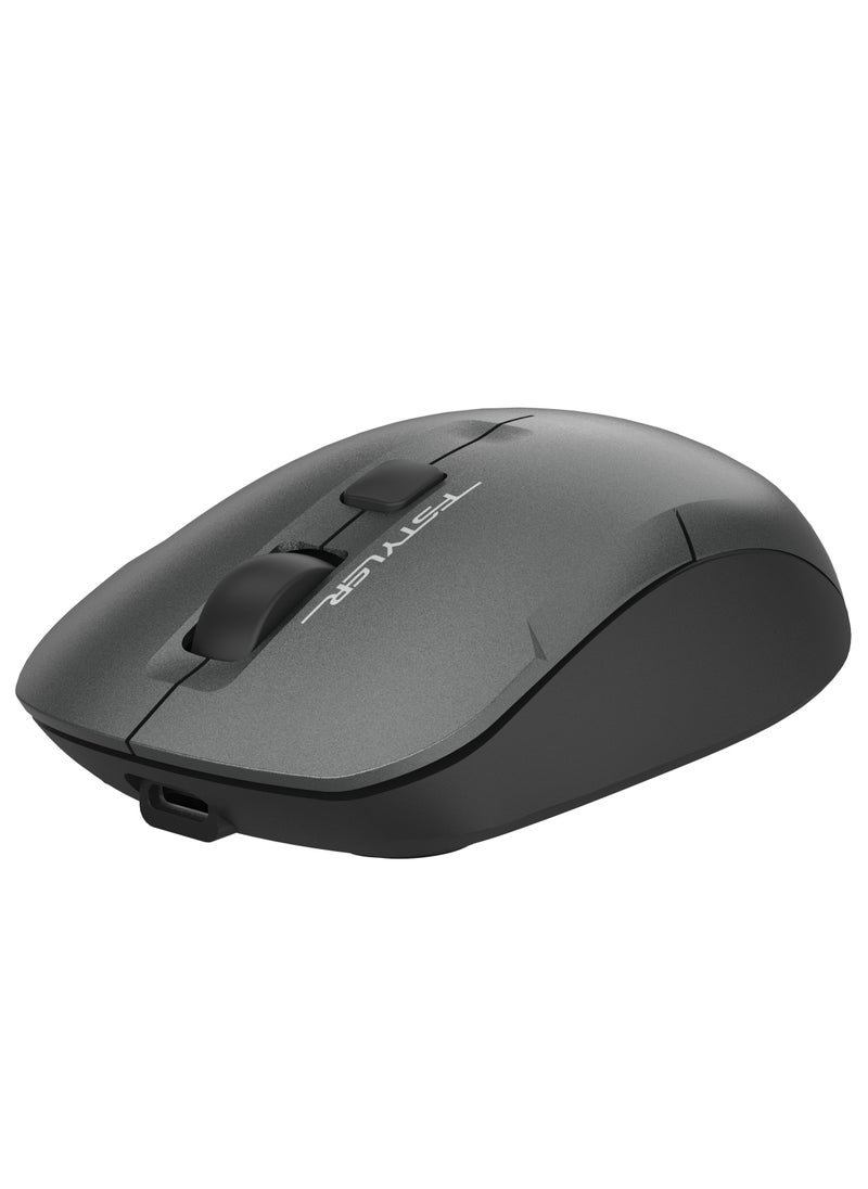 A4TECH Fstyler Dual Functions Silent Click Wireless Mouse FG16CS Air 2, [ Desk + Air ], Type-C Rechargeable, 2000 DPI 4-Level Adjustable, Anti-Sleep Setting Mode, Grey  - Image 2