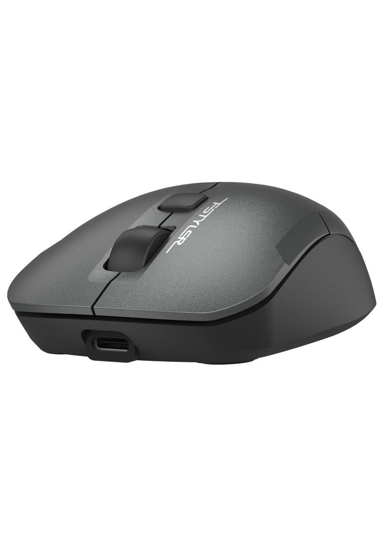 A4TECH Fstyler Dual Functions Silent Click Wireless Mouse FG16CS Air 2, [ Desk + Air ], Type-C Rechargeable, 2000 DPI 4-Level Adjustable, Anti-Sleep Setting Mode, Grey  - Image 3