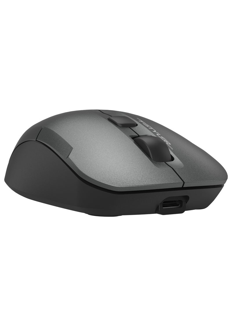 A4TECH Fstyler Dual Functions Silent Click Wireless Mouse FG16CS Air 2, [ Desk + Air ], Type-C Rechargeable, 2000 DPI 4-Level Adjustable, Anti-Sleep Setting Mode, Grey  - Image 4