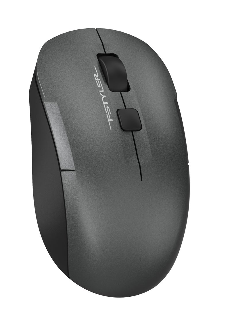 A4TECH Fstyler Dual Functions Silent Click Wireless Mouse FG16CS Air 2, [ Desk + Air ], Type-C Rechargeable, 2000 DPI 4-Level Adjustable, Anti-Sleep Setting Mode, Grey  - Image 5