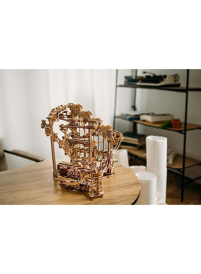 Wood Trick Wooden Marble Run Spiral Wooden 3D Puzzles for Adults and Kids to Build - 13x13 - Electric Driven - Roller Coaster Mechanical Wooden Model Kits for Adults and Teens to Build - Image 5