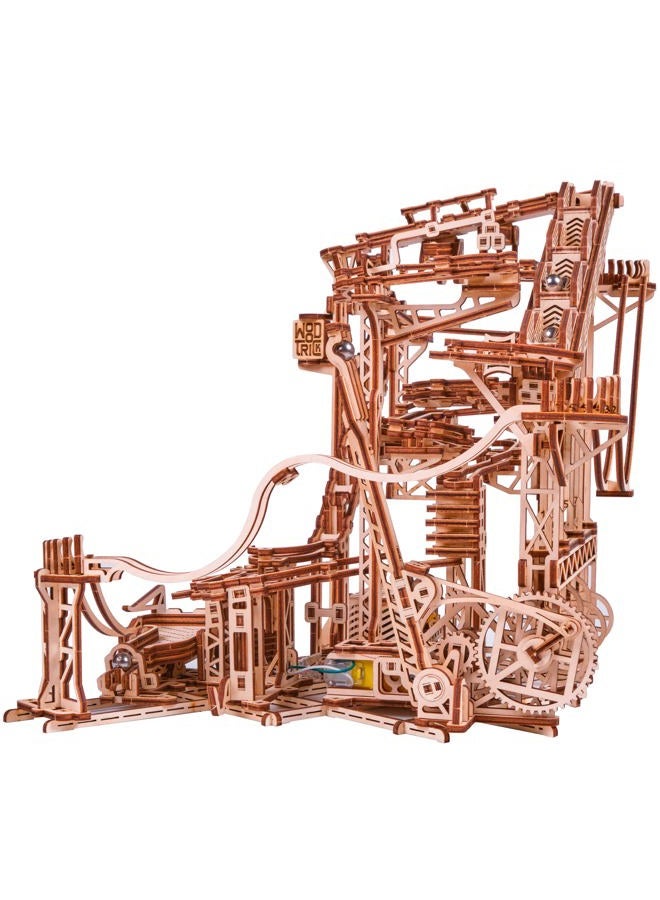 Wood Trick Wooden Marble Run Spiral Wooden 3D Puzzles for Adults and Kids to Build - 13x13 - Electric Driven - Roller Coaster Mechanical Wooden Model Kits for Adults and Teens to Build - Image 3