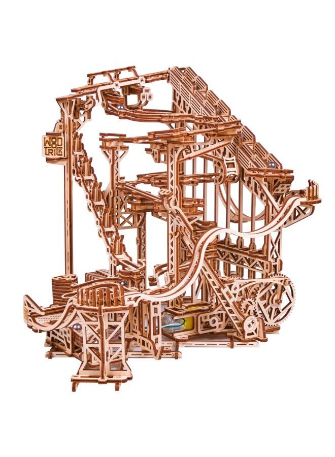 Wood Trick Wooden Marble Run Spiral Wooden 3D Puzzles for Adults and Kids to Build - 13x13 - Electric Driven - Roller Coaster Mechanical Wooden Model Kits for Adults and Teens to Build - Image 1