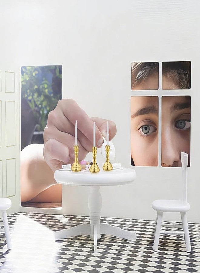 FREEBLOSS 6 Pcs Dollhouse Miniature Candlesticks 1.7" x 0.5", Retro Golden Candlestick Ornament Suitable for 1/12 Scale Dollhouse Accessories - Image 5